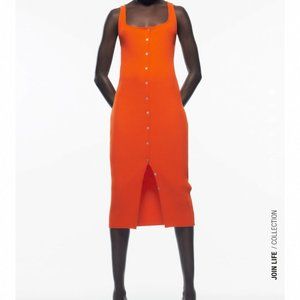 NWT - ZARA Ribbed Dress (Orange) (S)